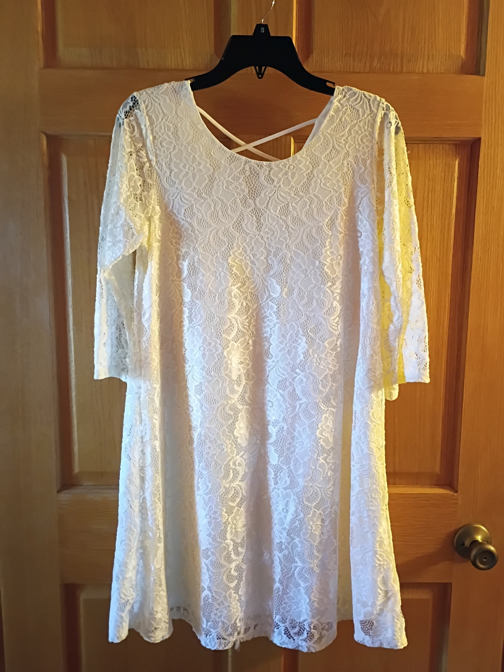 Chris & Carol White Lace Long Sleeve A-Line Dress